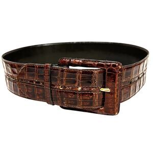 Vintage Henri Bendel brown crocodile leather belt designer size 32 Made in Italy